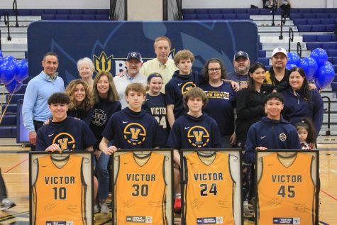 Victor Basketball Takes a Win on Senior Night