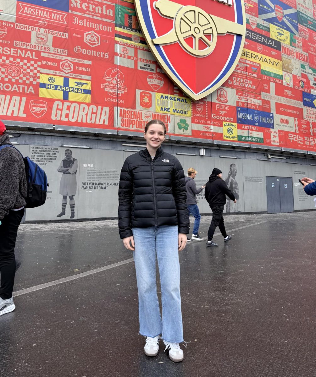 Madeleine O'Shea outside the Emirates Stadium in London